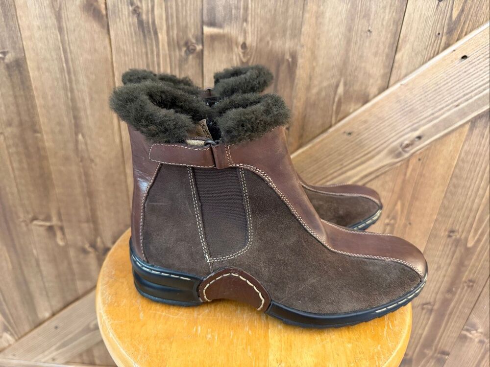 Söfft Women’s Size 7M Brown Leather Suede Shearling Lined Ankle Boots